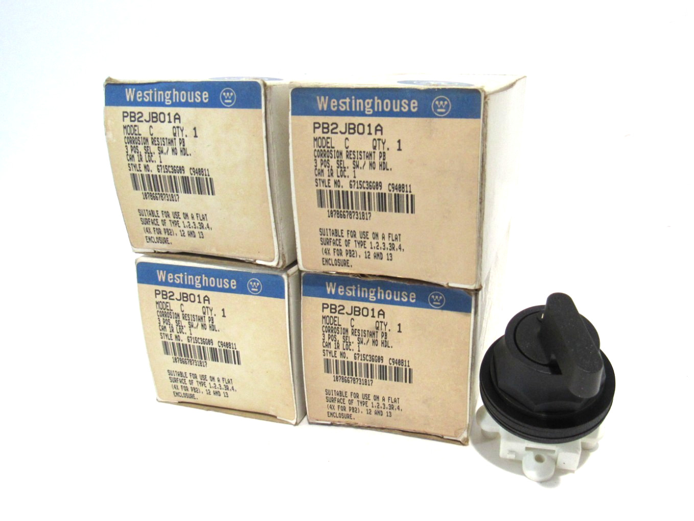 LOT OF 4 NEW WESTINGHOUSE PB2JB01A 3 POSITION SELECTOR SWITCH