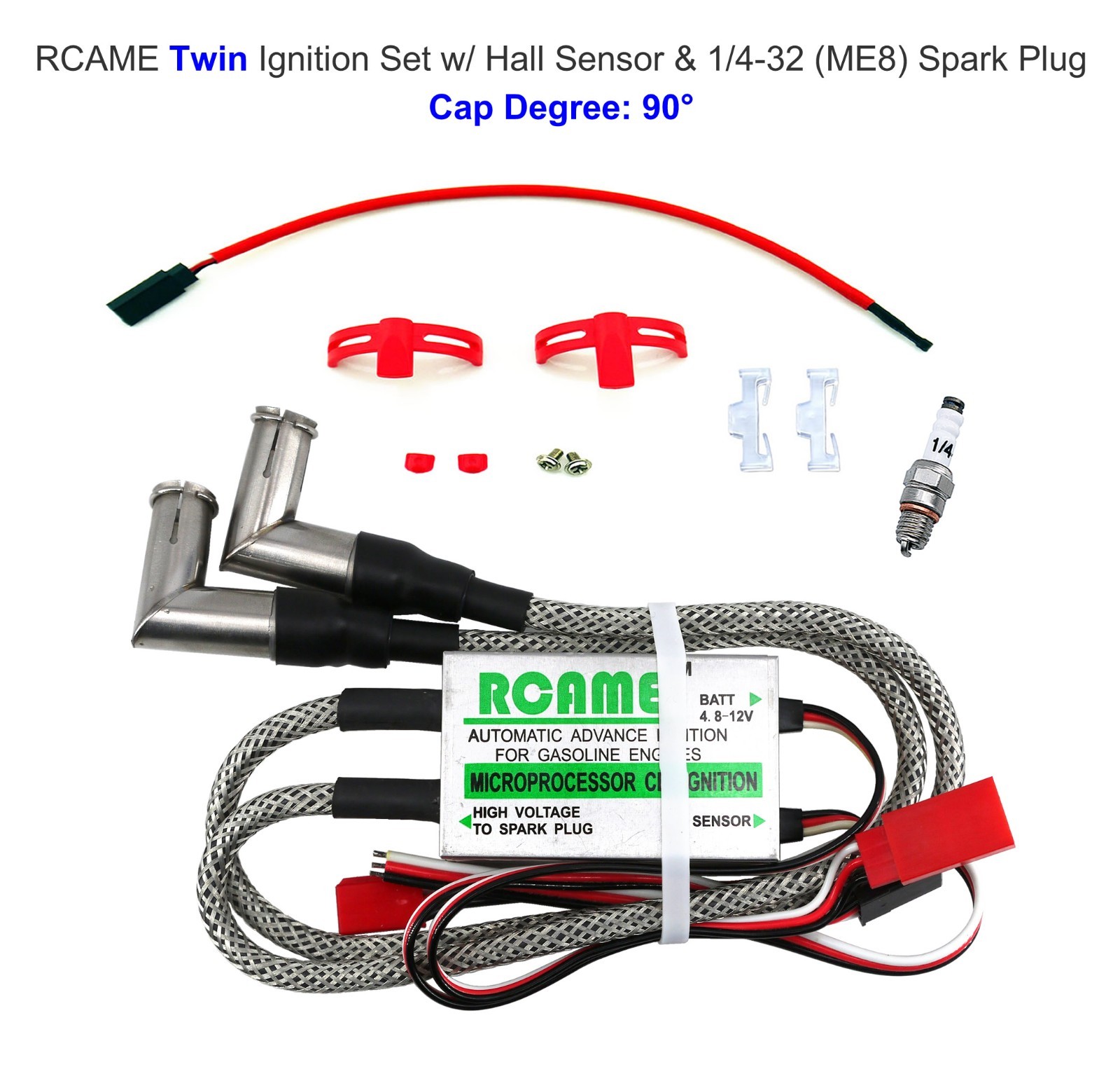 RCAME 1/4-32 ME-8 Twin Ignition CDI 90 Degree Cap for Gas Engine RC Model Plane
