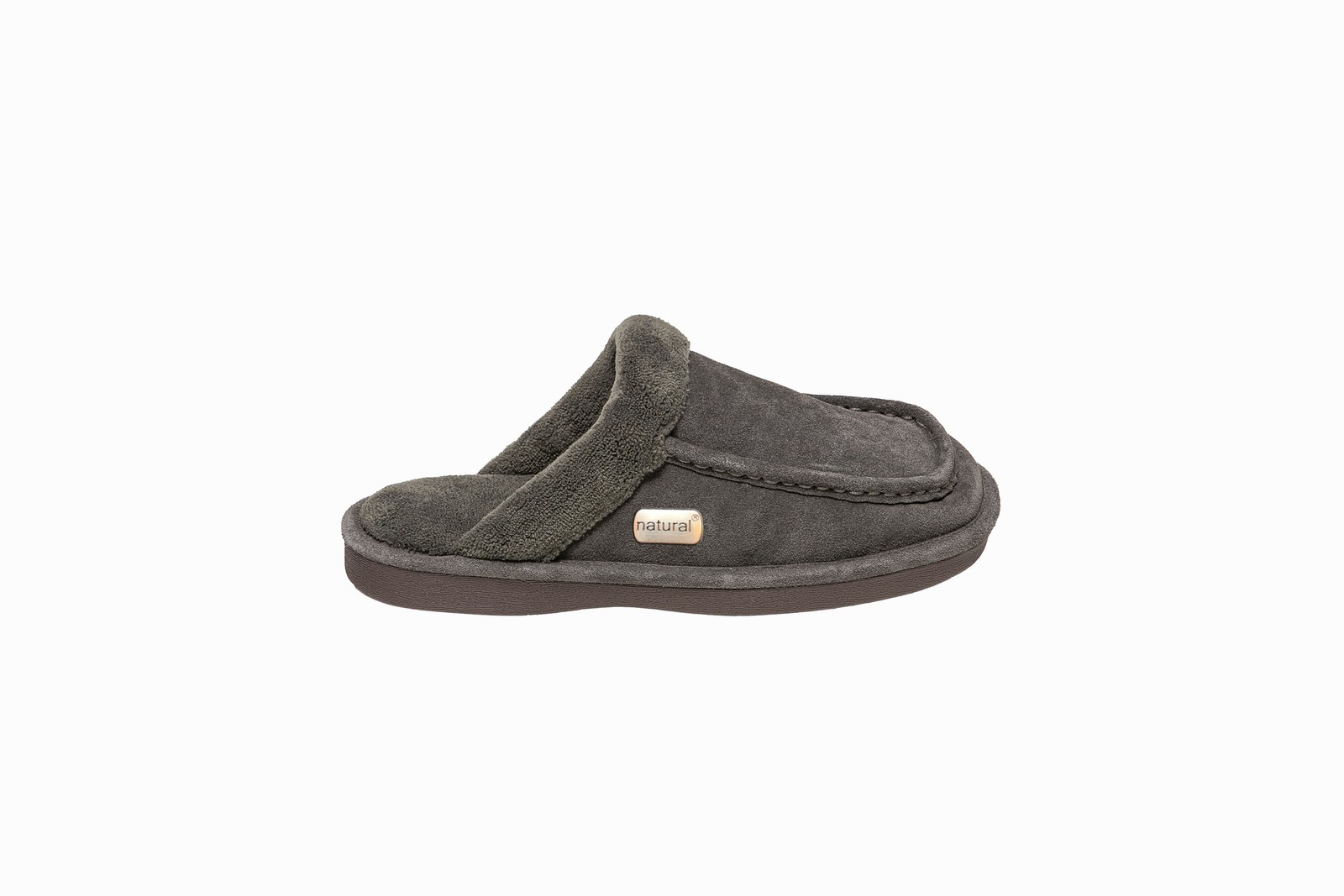 Natural Suede Men Slippers | Grey |10