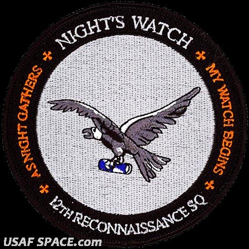 USAF 12th RECONNAISSANCE SQ -NIGHT’S WATCH- MQ-9  Beale AFB, CA - ORIGINAL PATCH