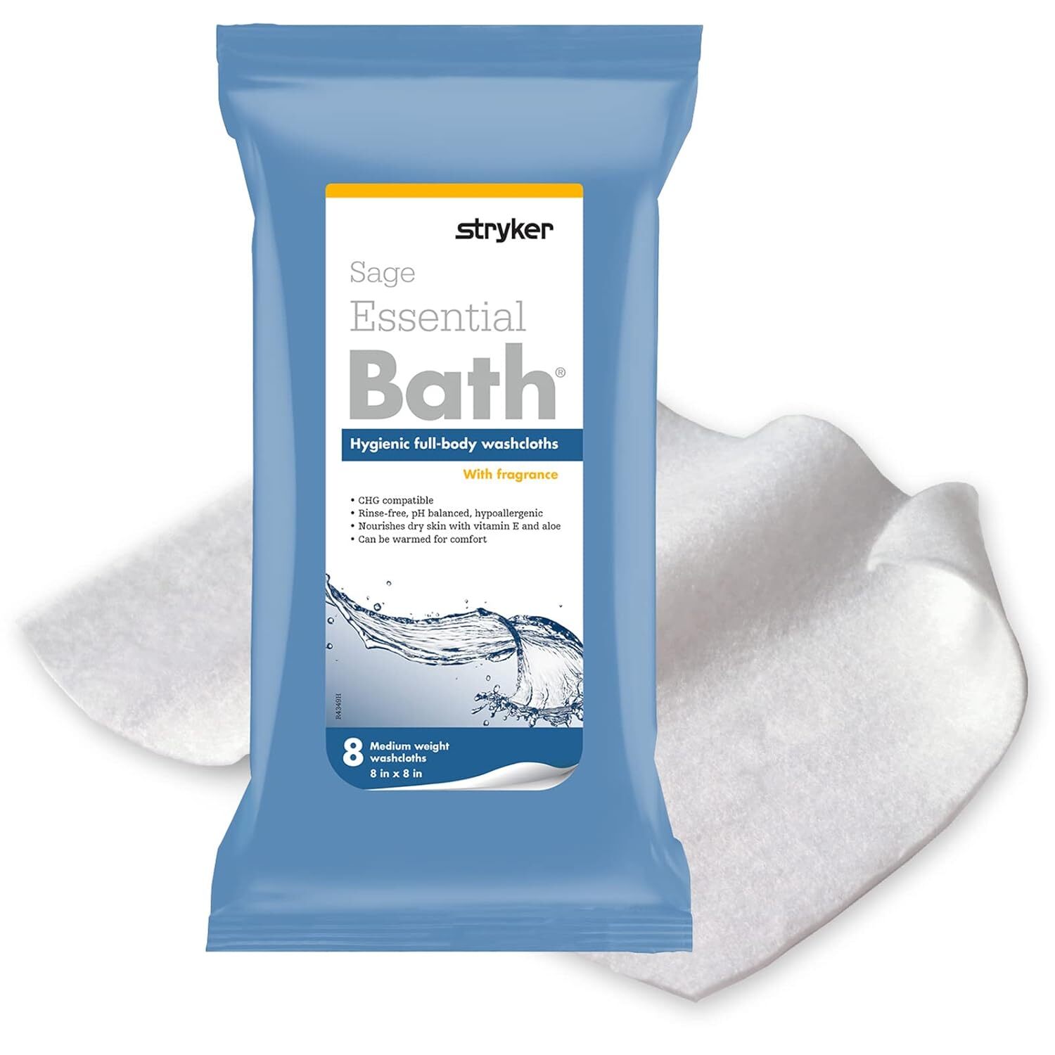 Stryker - Sage Essential Bath Cleansing Washcloths - 6 Packages, 48 Cloths -...