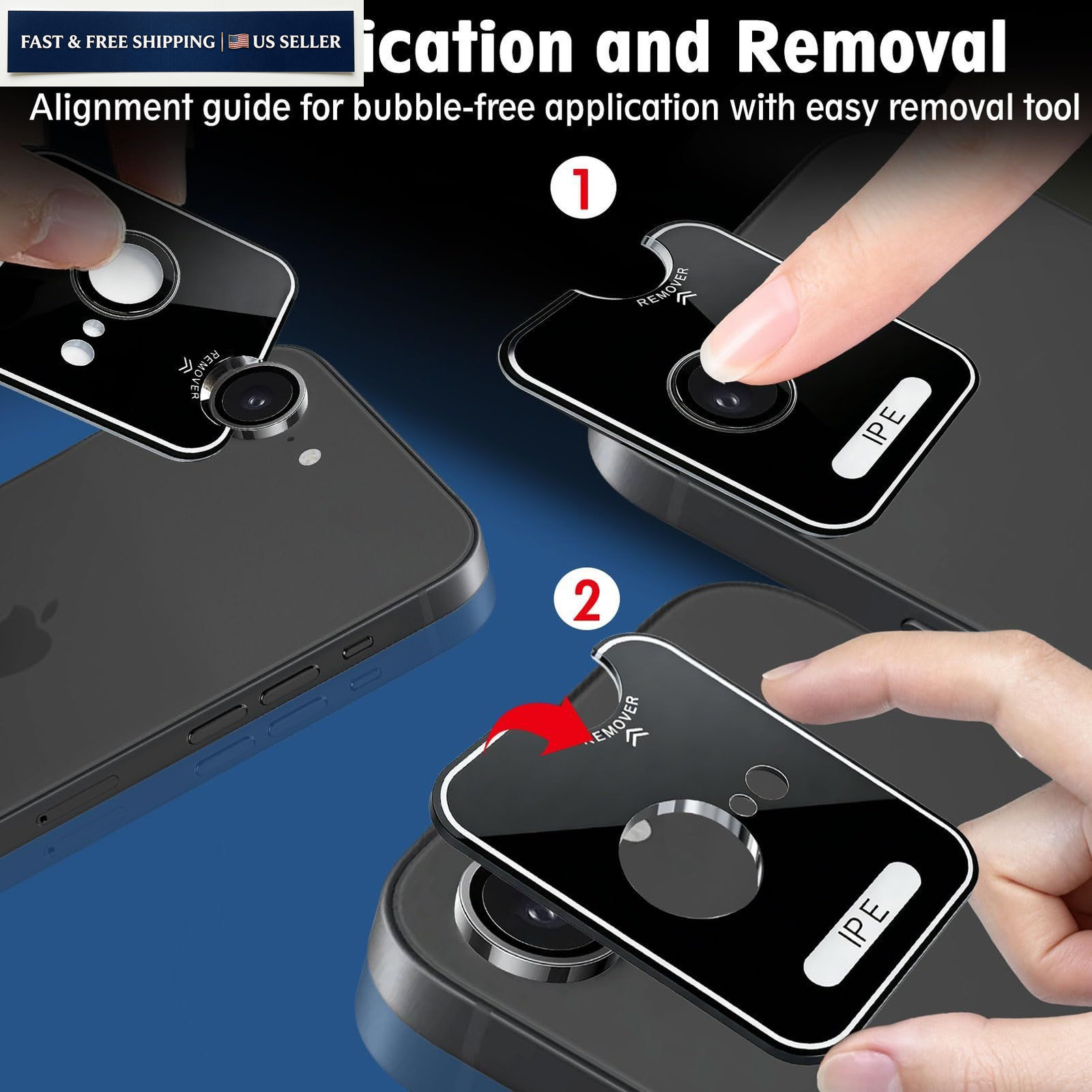 SiHPuoy 3 Pack Camera Lens Protector for iPhone 17e / / 16e, Black