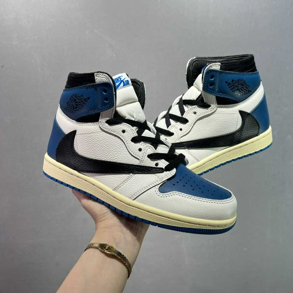 NK AJ1 High X Fragment X Travis Scott Sail/Blue DH3227-105 Men Shoes