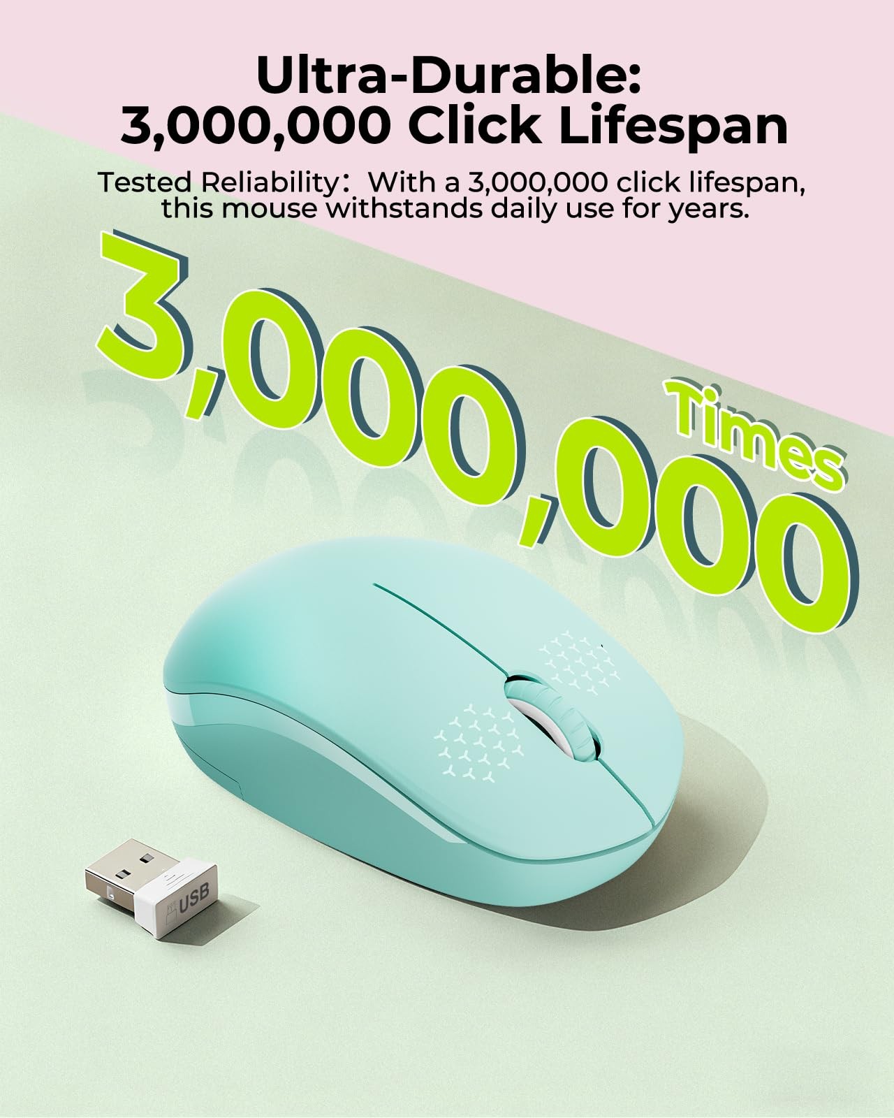 seenda Wireless Mouse 2.4G Noiseless USB Receiver Portable Computer Laptop PC
