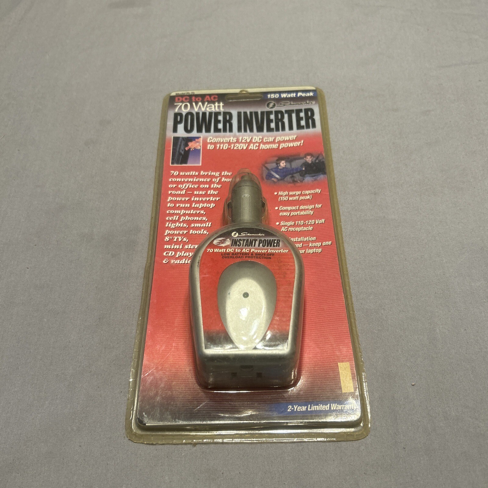 SCHUMACHER NOS DC TO AC POWER INVERTER 70 WATT 150 WATT PEAK PI-70