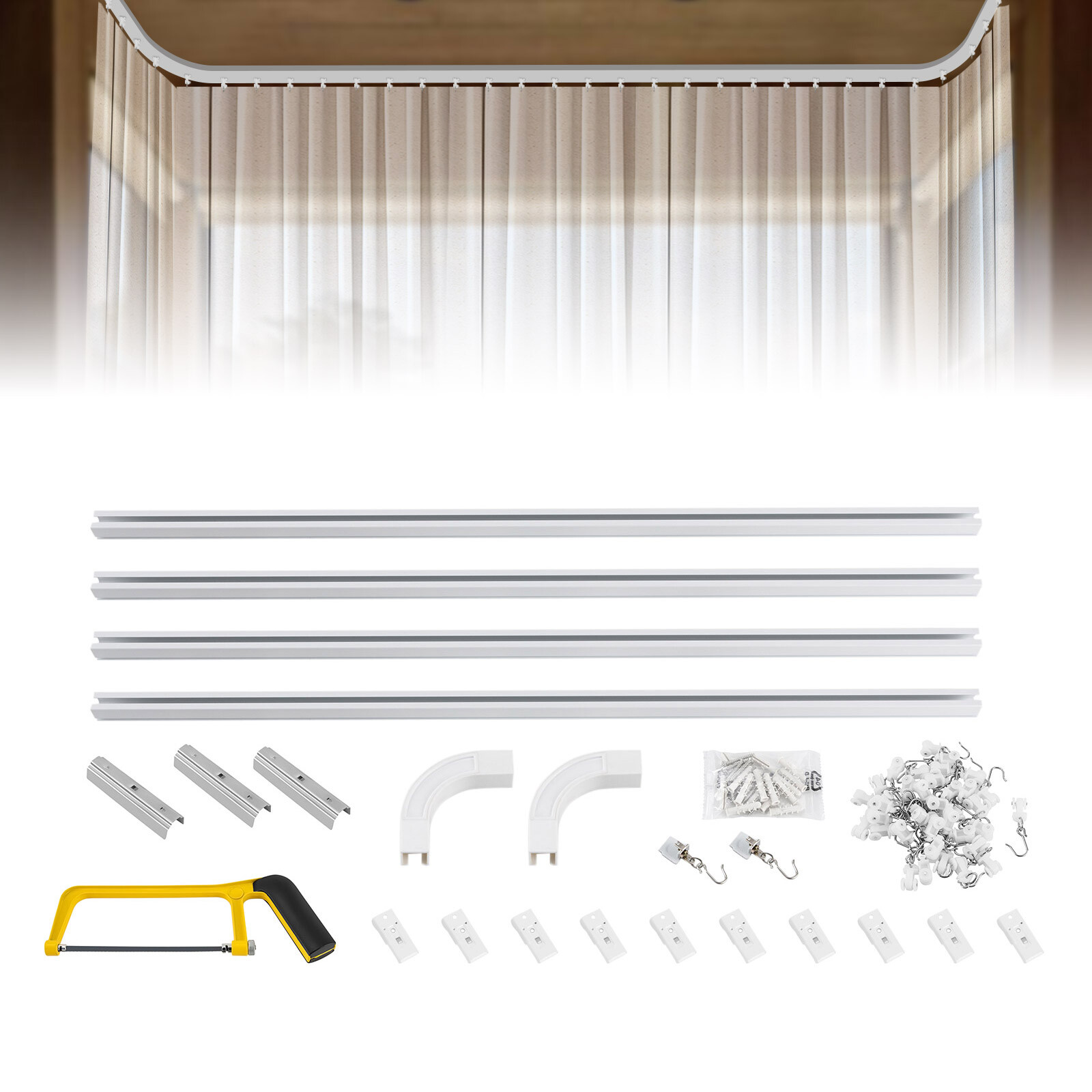 Heavy Duty Curtain Track Rail Set Ceiling or Wall Mounting Room Divider 9-12ft