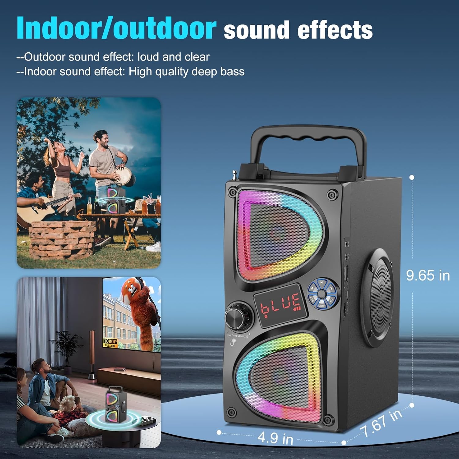 Bluetooth Speaker, 60W(Peak) Wireless Portable Bluetooth Speakers, Beat-Driven