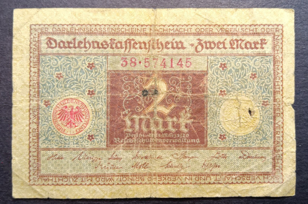 Germany 1920 2 MARK CIRC Poor