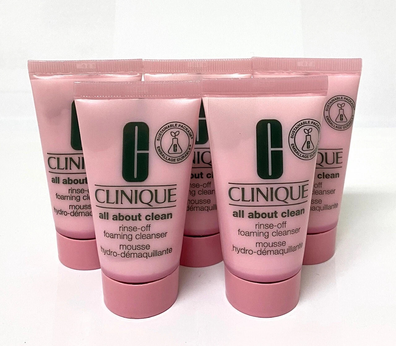 Lot of 5 Clinique All About Clean Rinse-Off Foaming Cleanser  1.0 oz /30 ml