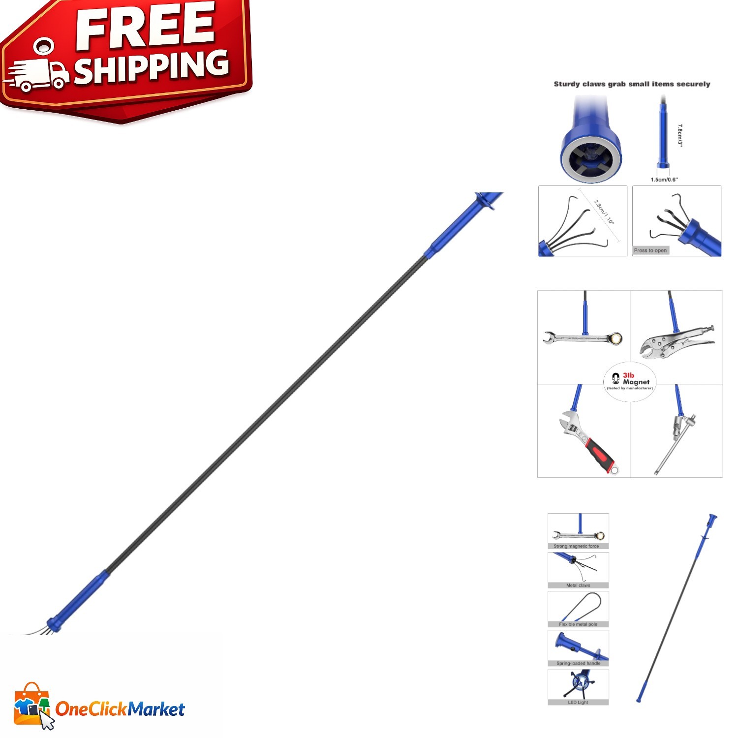 Bendable Magnetic Pickup Tool with LED Lights - Ultimate Reaching Assist Tool