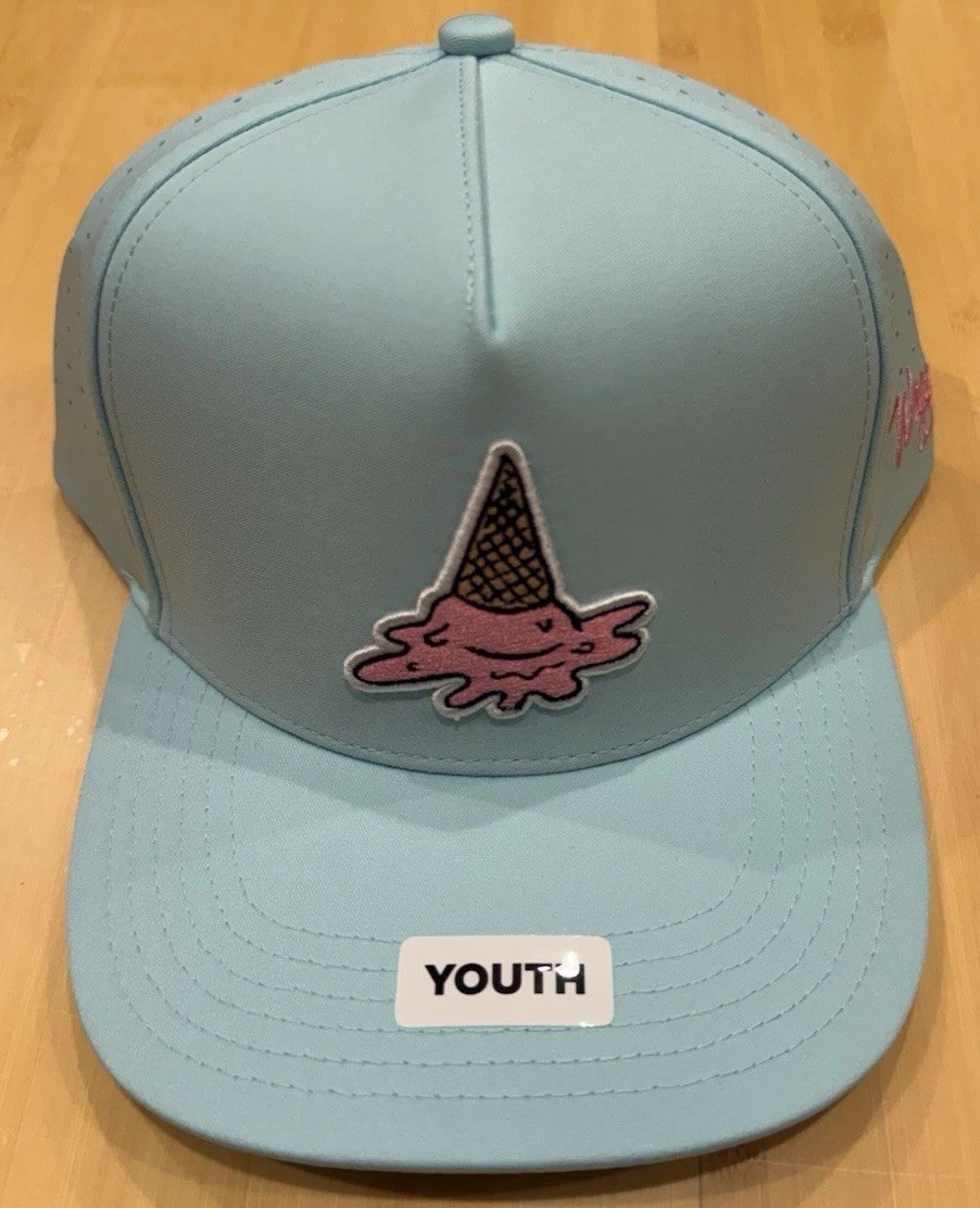Waggle Scoop & Swags Blue Solid Snapback Hat Youth Teens Adjustable Cap