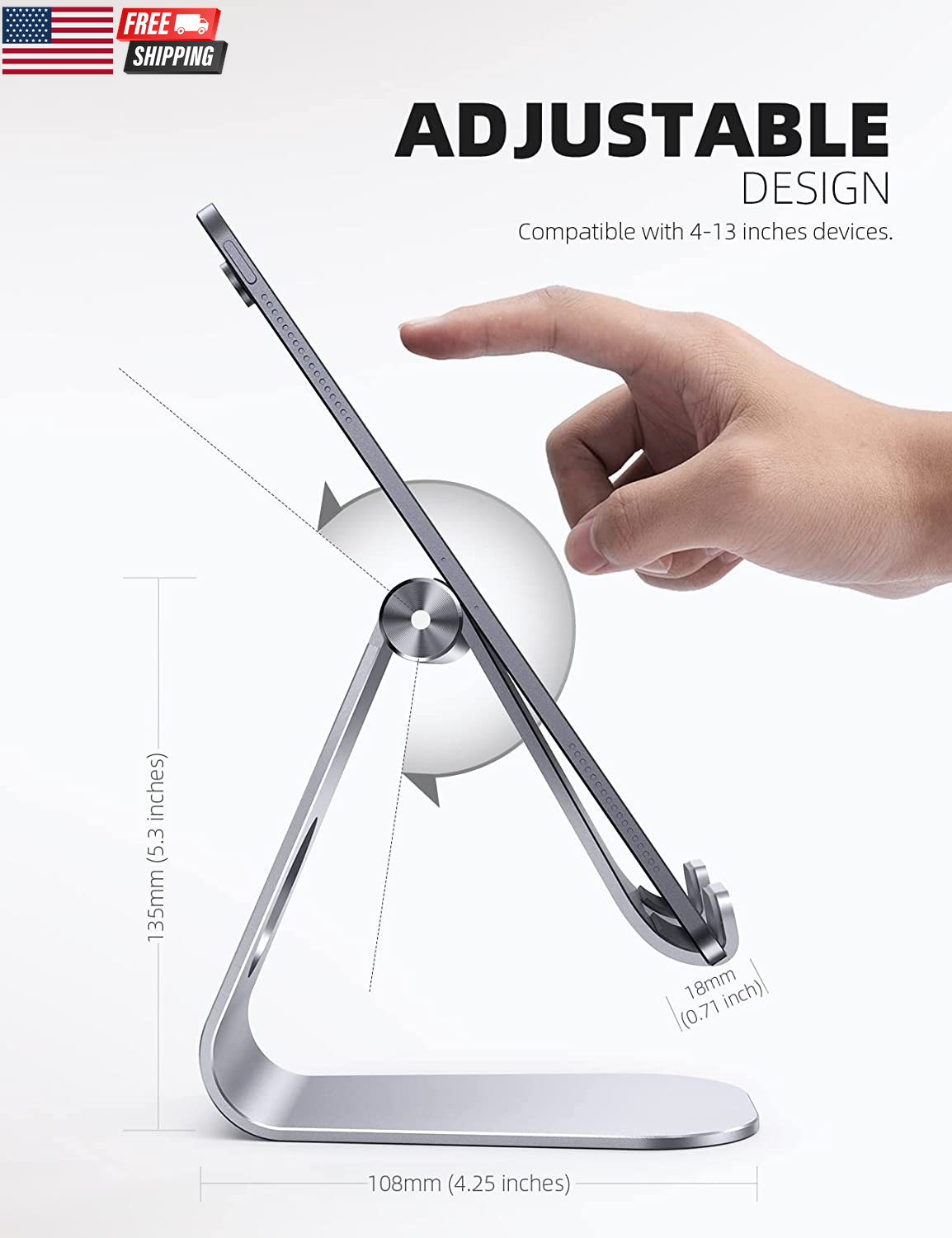 Tablet Stand, Adjustable Tablet Holder - Desktop Stand Dock Holder for 4-13" Tab