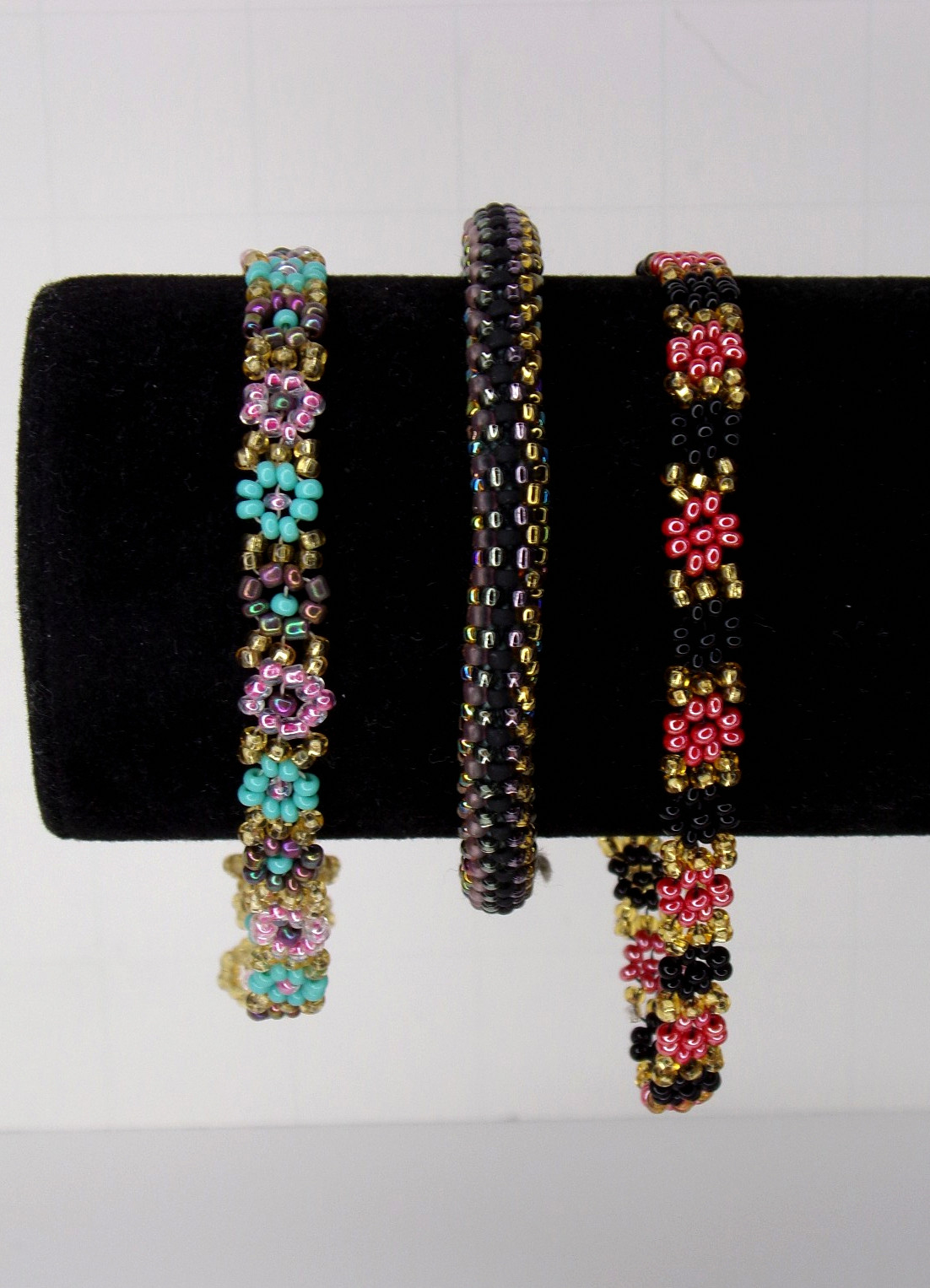 Handmade Beaded Floral Bracelets & a Beaded Bangle Lot