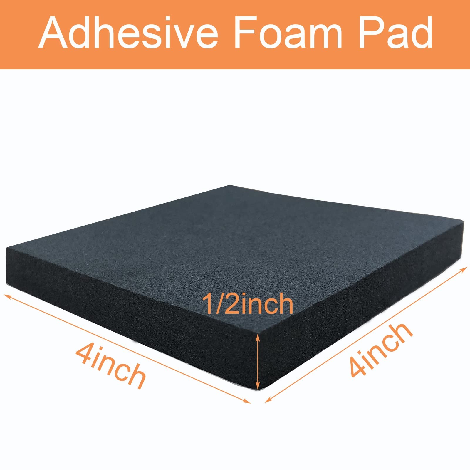8 Pcs Black Adhesive Foam Padding, Closed Cell Foam Sheet 1/2" Thick 4 Inch X...