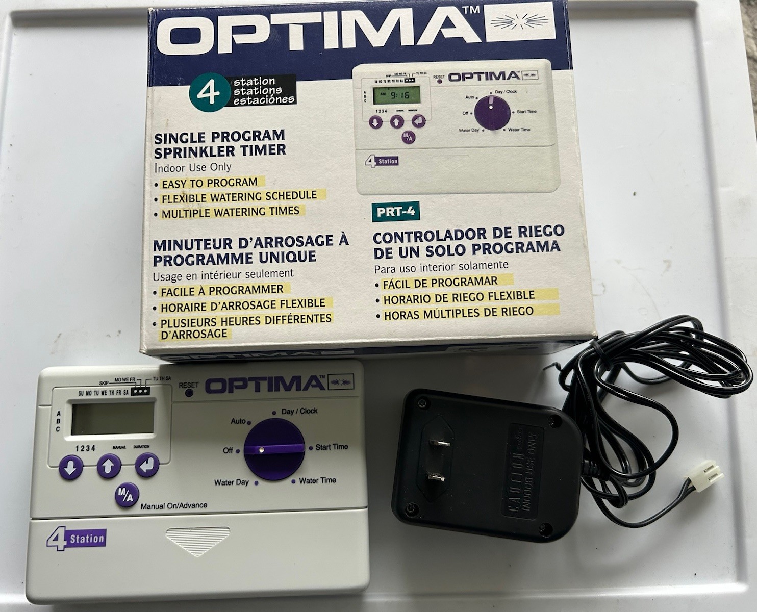 Optima 4 Single Program Sprinkler Timer Garden Watering Controller PRT-4 New