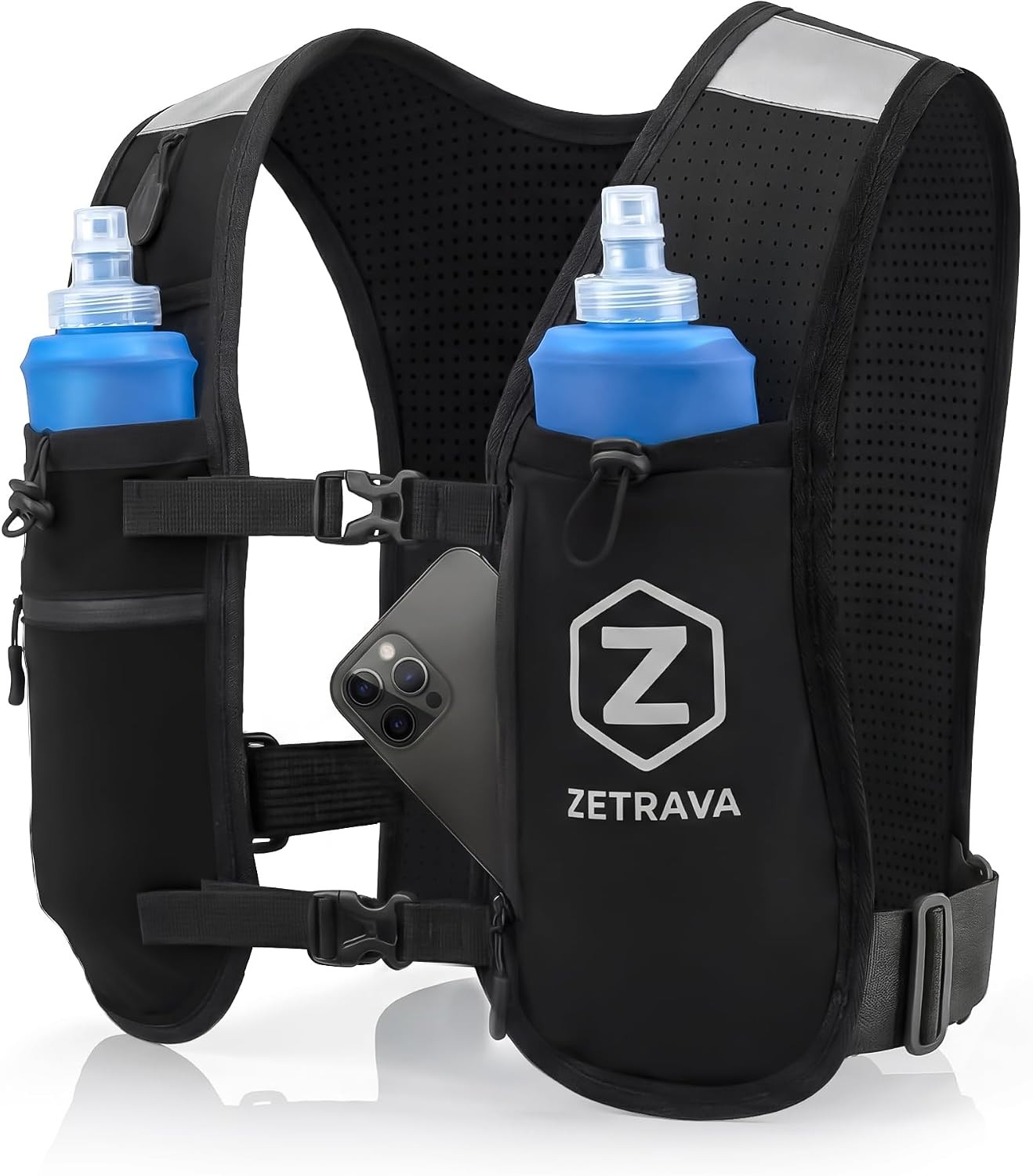 Adjustable Running Vest for Men Women – Running Hydration Vest with Two 500Ml/17