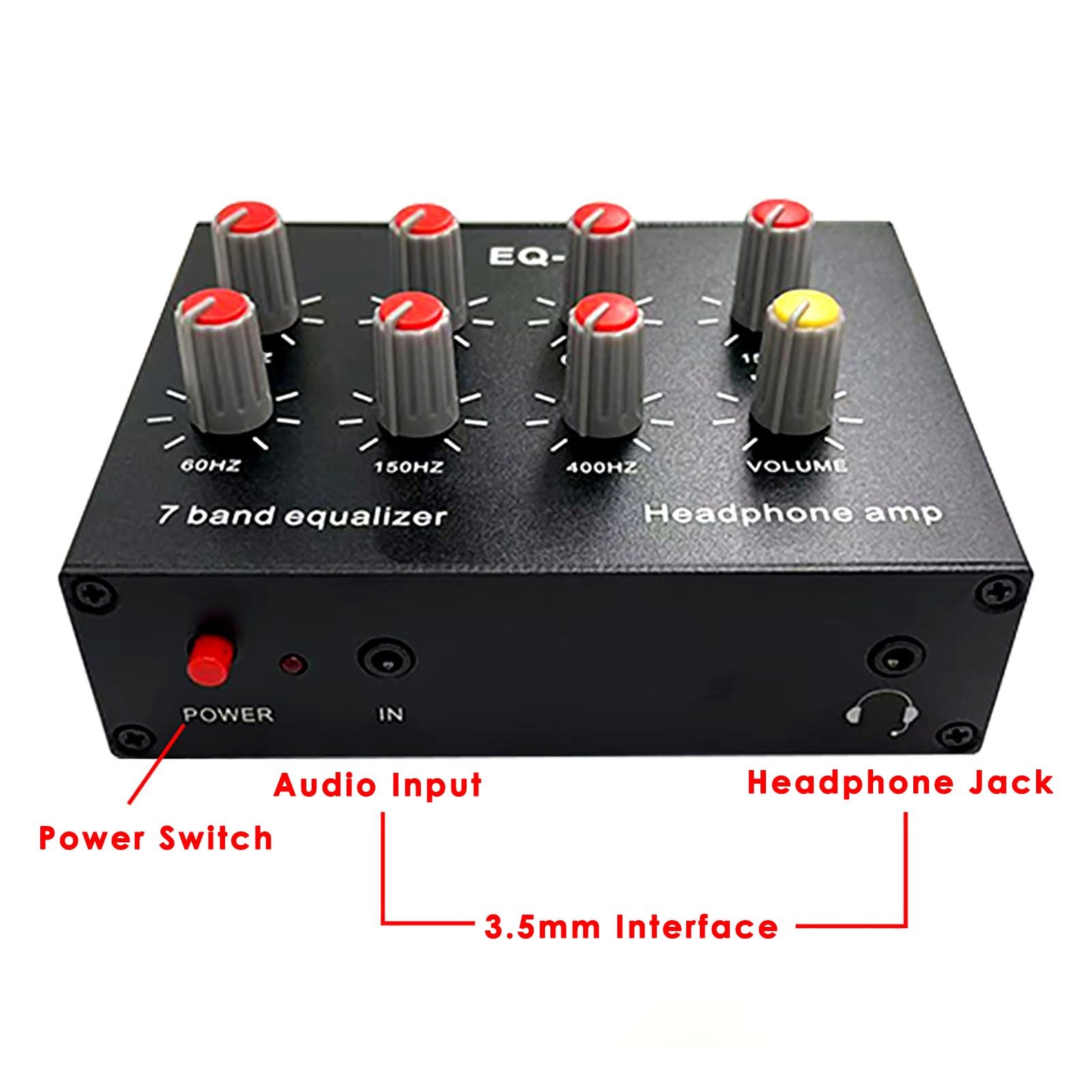 7 Band Sound Equalizer with 3.5mm Interface, Dual Channel Digital Equalizer, ...