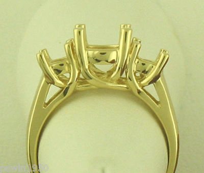 3 STONE RING MOUNTING 14K YELLOW GOLD 1 CT CENTER 1/4 EACH SIDE DIAMONDS