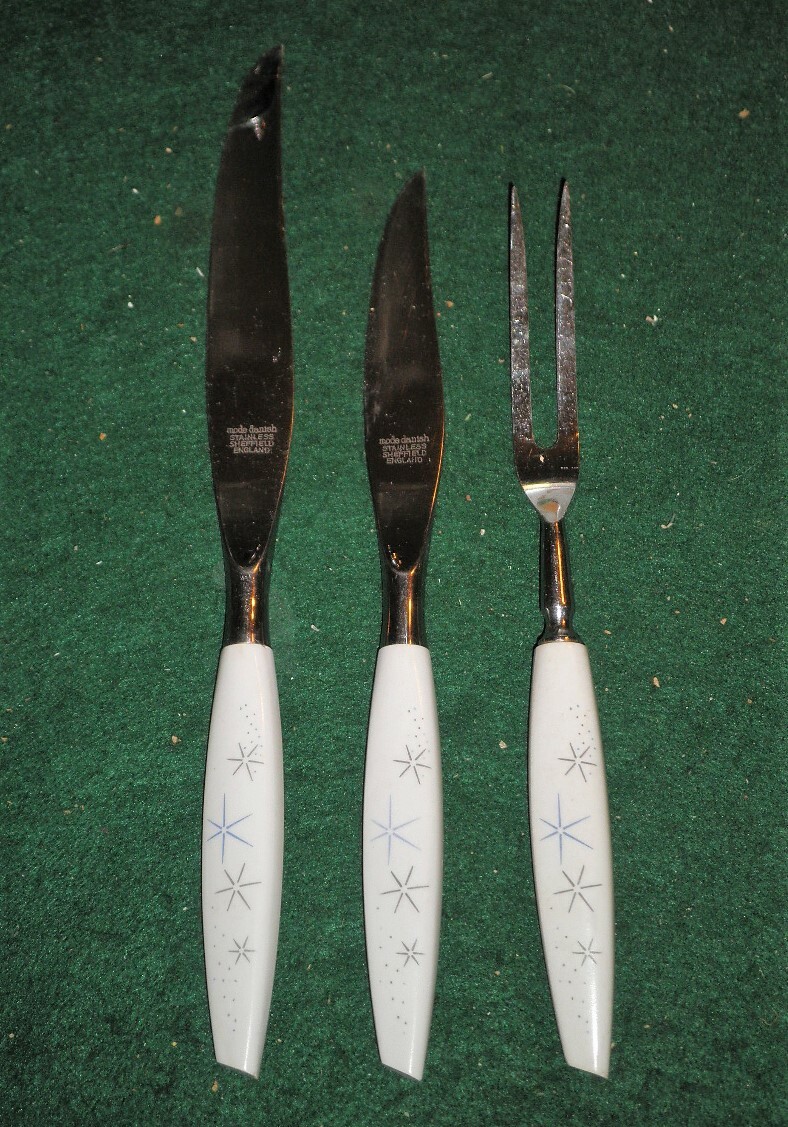Vintage "Mode Danish" Dinner Carving Set 3 Piece Sheffield
