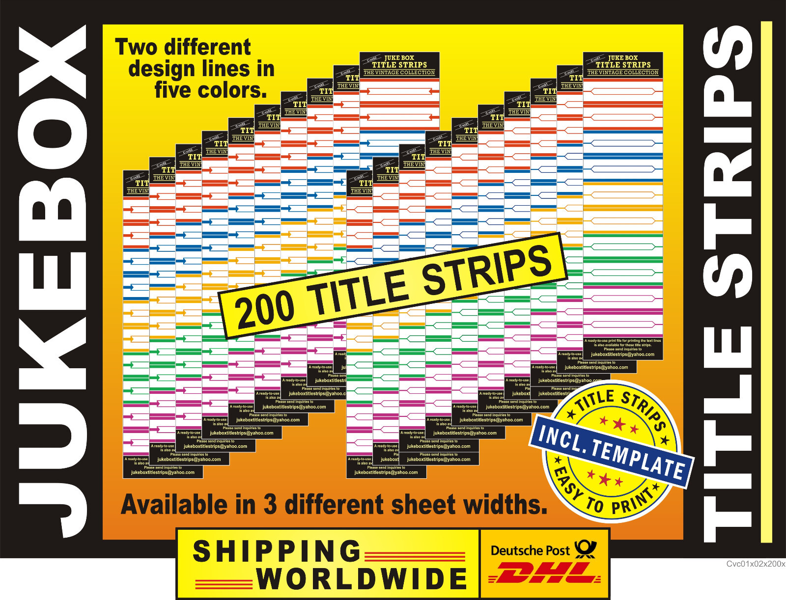 U1Cvc0102) ⭐ 200 Jukebox TITLE STRIPS ⭐ BLANK SHEEDS f. Wurlitzer, Seeburg.....