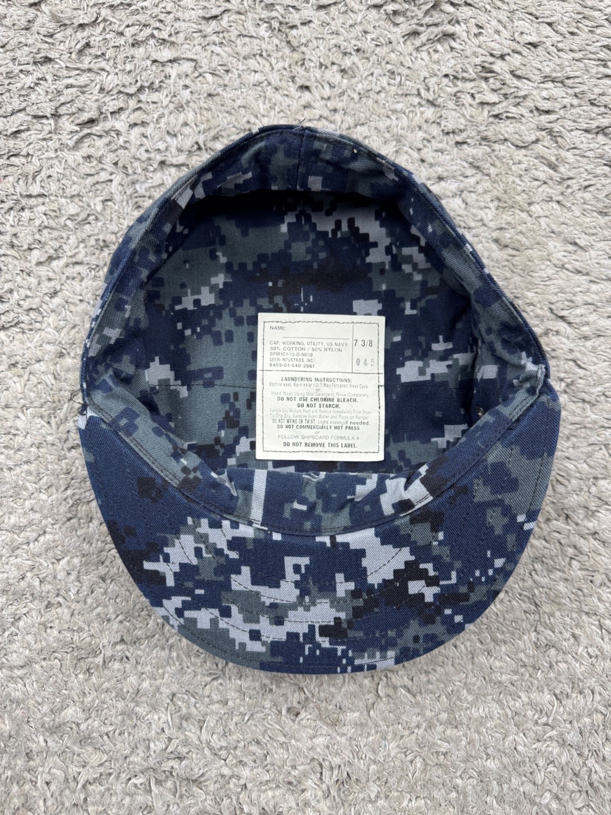 US Navy Hat Military Working Utility Cap Blueberry Digital Camo Frogman 7 3/8