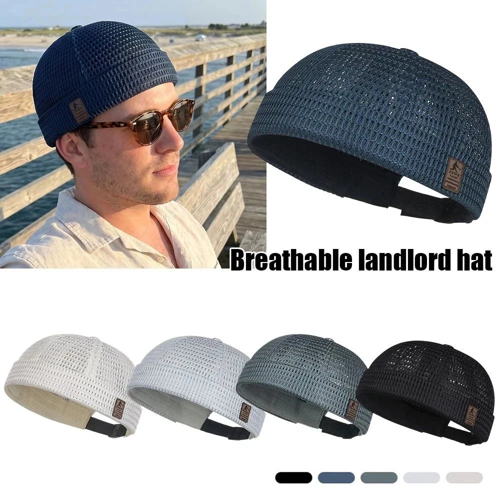 Men Breathable Quick Dry Mesh Skullcap Hat Summer Brimless Adjustable Sun Cap❥