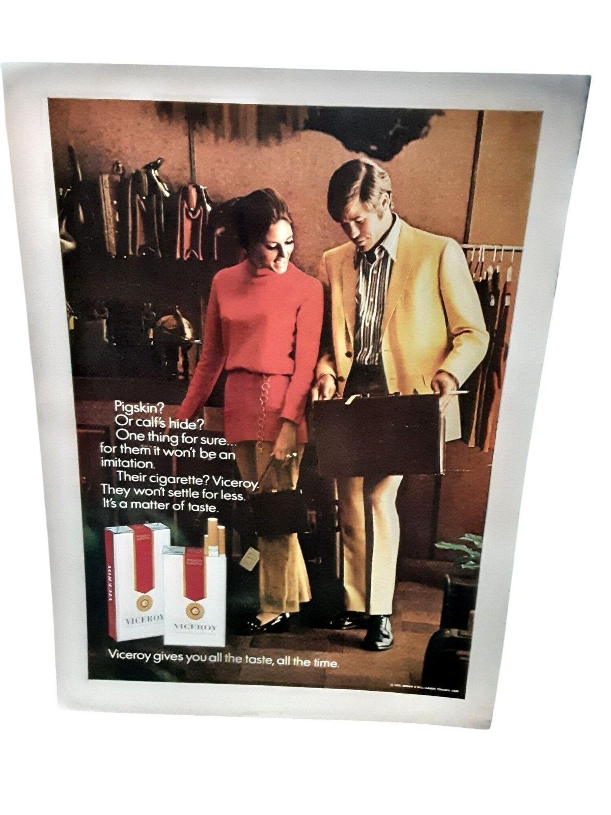 Vintage 1970 Viceroy Cigarettes Print Ad Fashion Couple Boutique Style