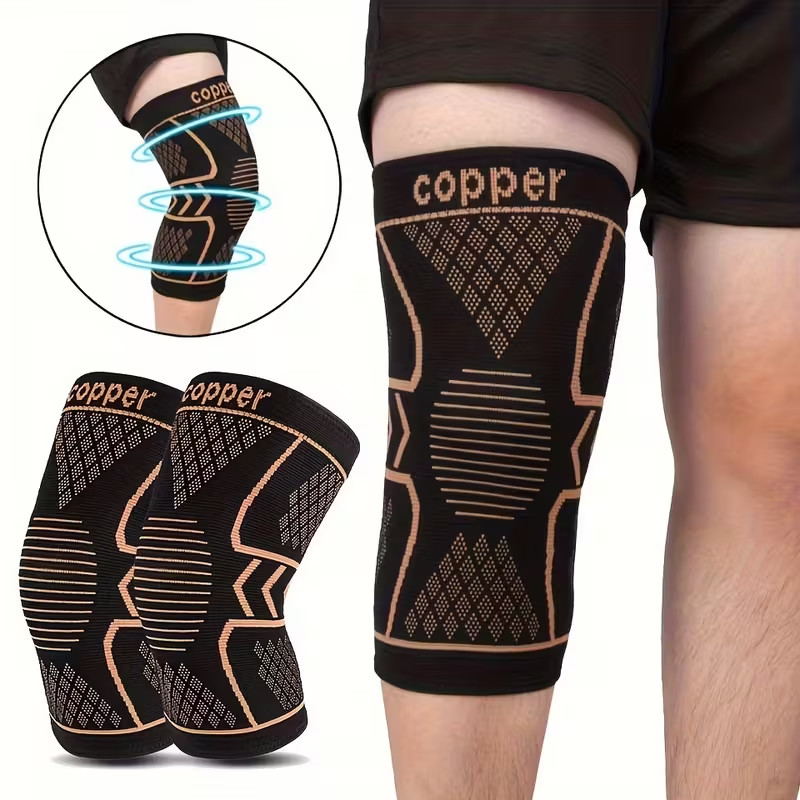 2Pack Copper Knee Braces Compression Sleeves Support for Arthritis Men & Women