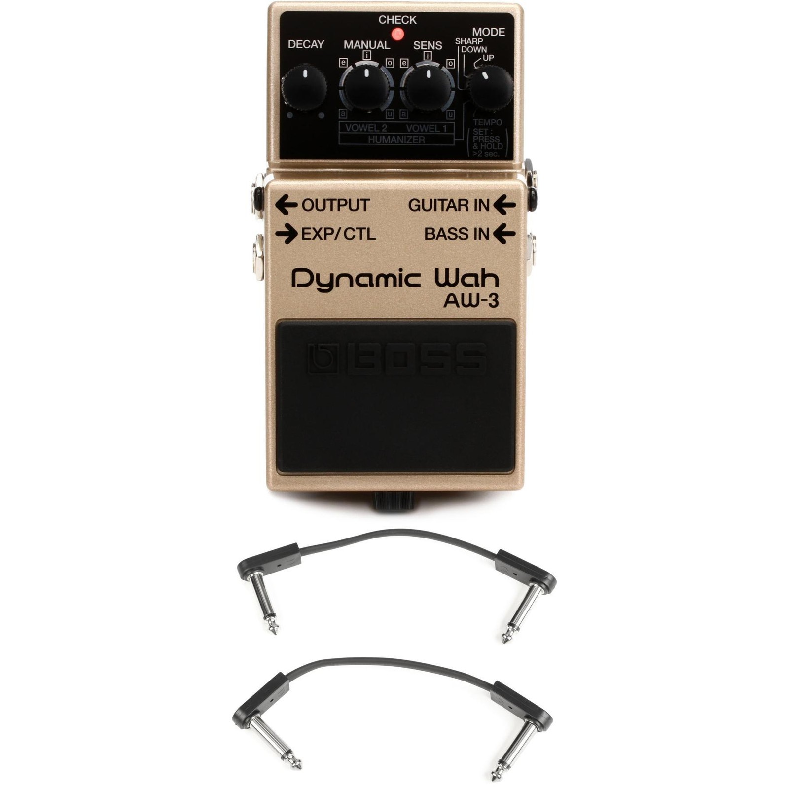 Boss AW-3 Dynamic Wah Pedal with EBS Patch Cables