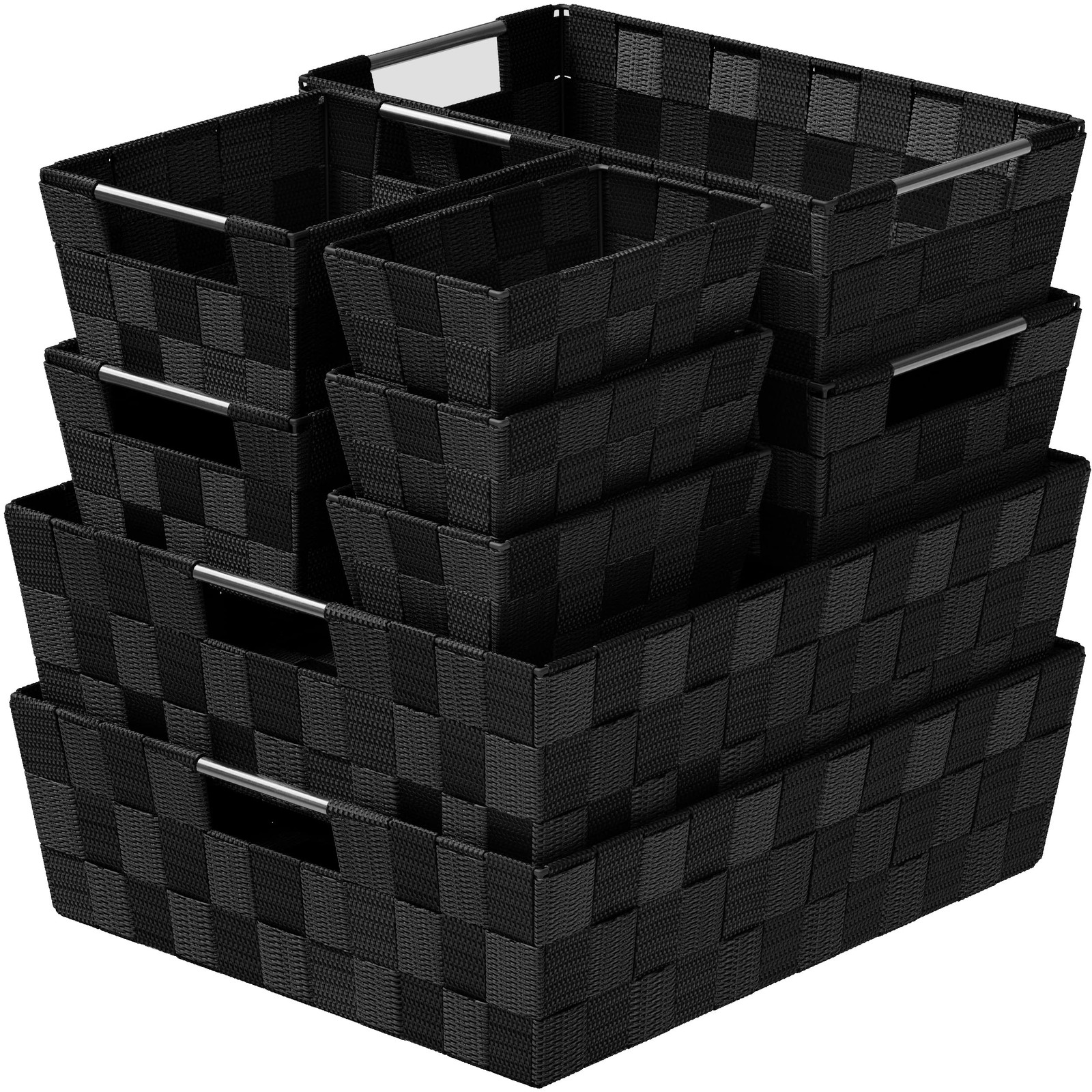 Baskets For Organizing Set Of 9 Black - Storage Baskets For Shelves - Perfect...