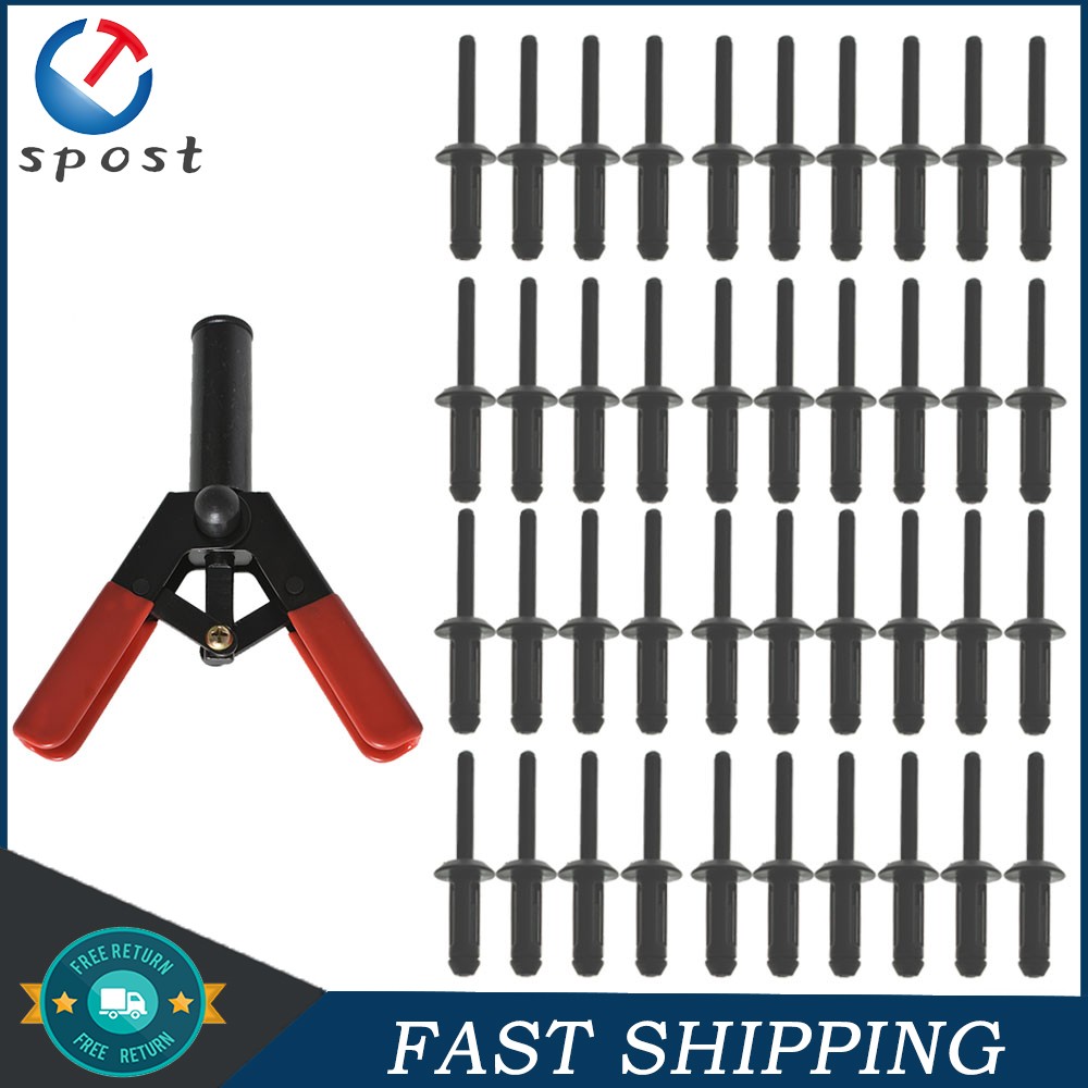New Riveting Hand Tool W/ 40 Poly Rivets 41Pcs Plastic Poly Rivet Gun Quick Set