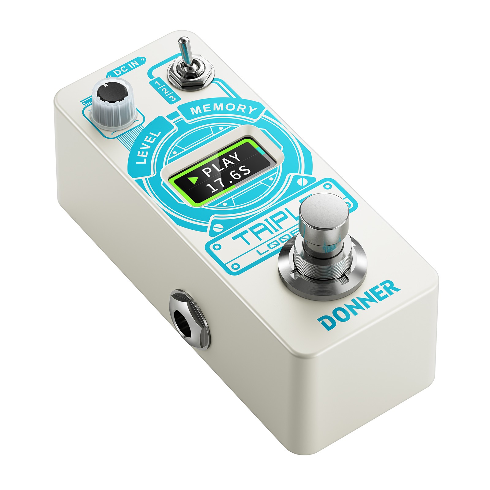 Donner Triple Looper Guitar Pedal 90 Mins Looping Time with Screen 3 Loops