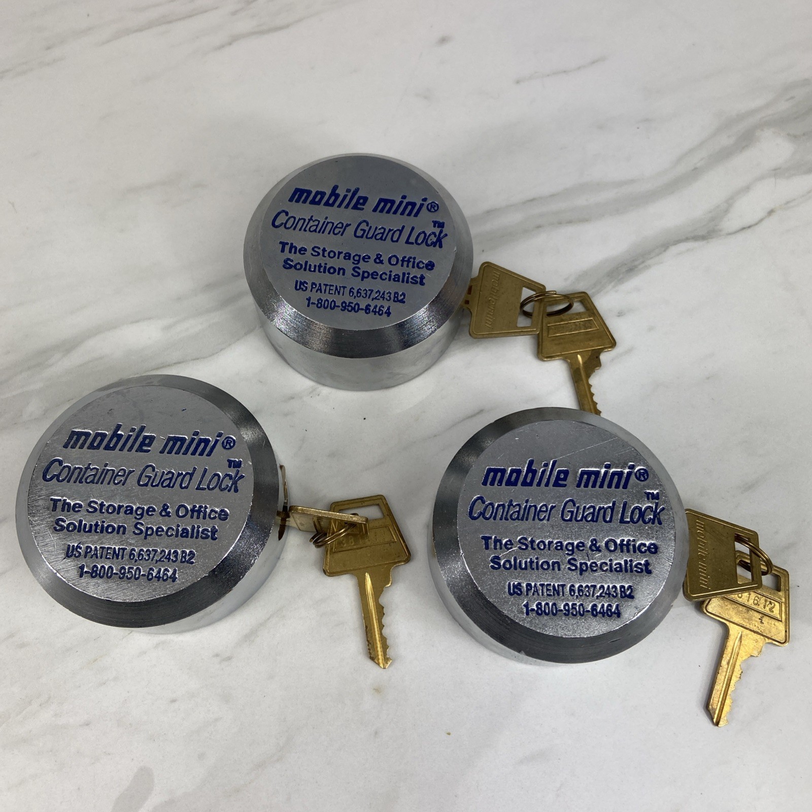 3 Mobile Mini Container Guard Puck Locks with 2 Keys - VGC
