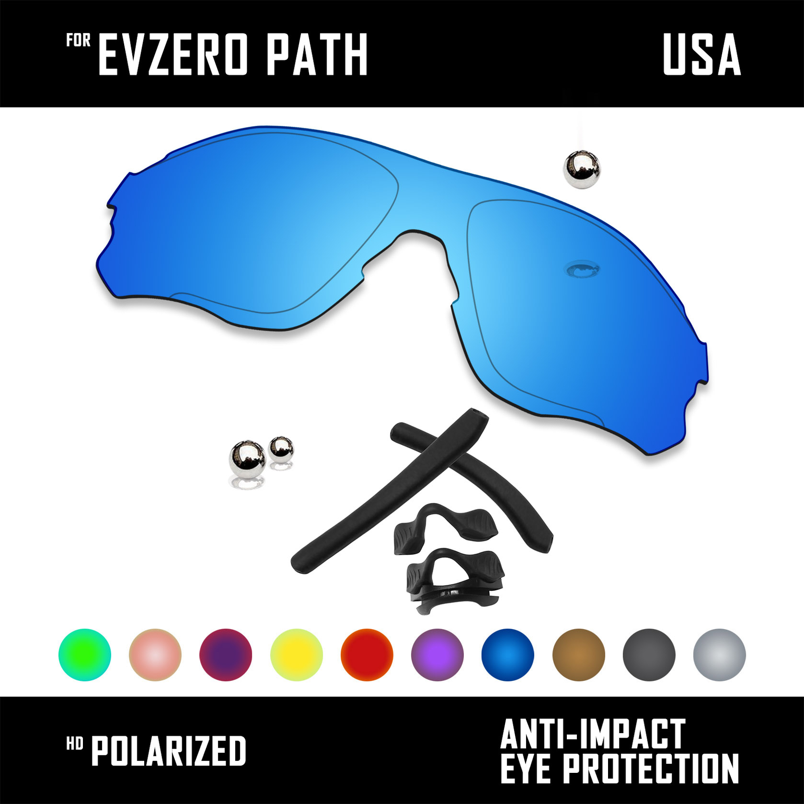 Anti Scratch Polarized Replacement Lens&Rubber Kit for-Oakley EVZero Path OO9313
