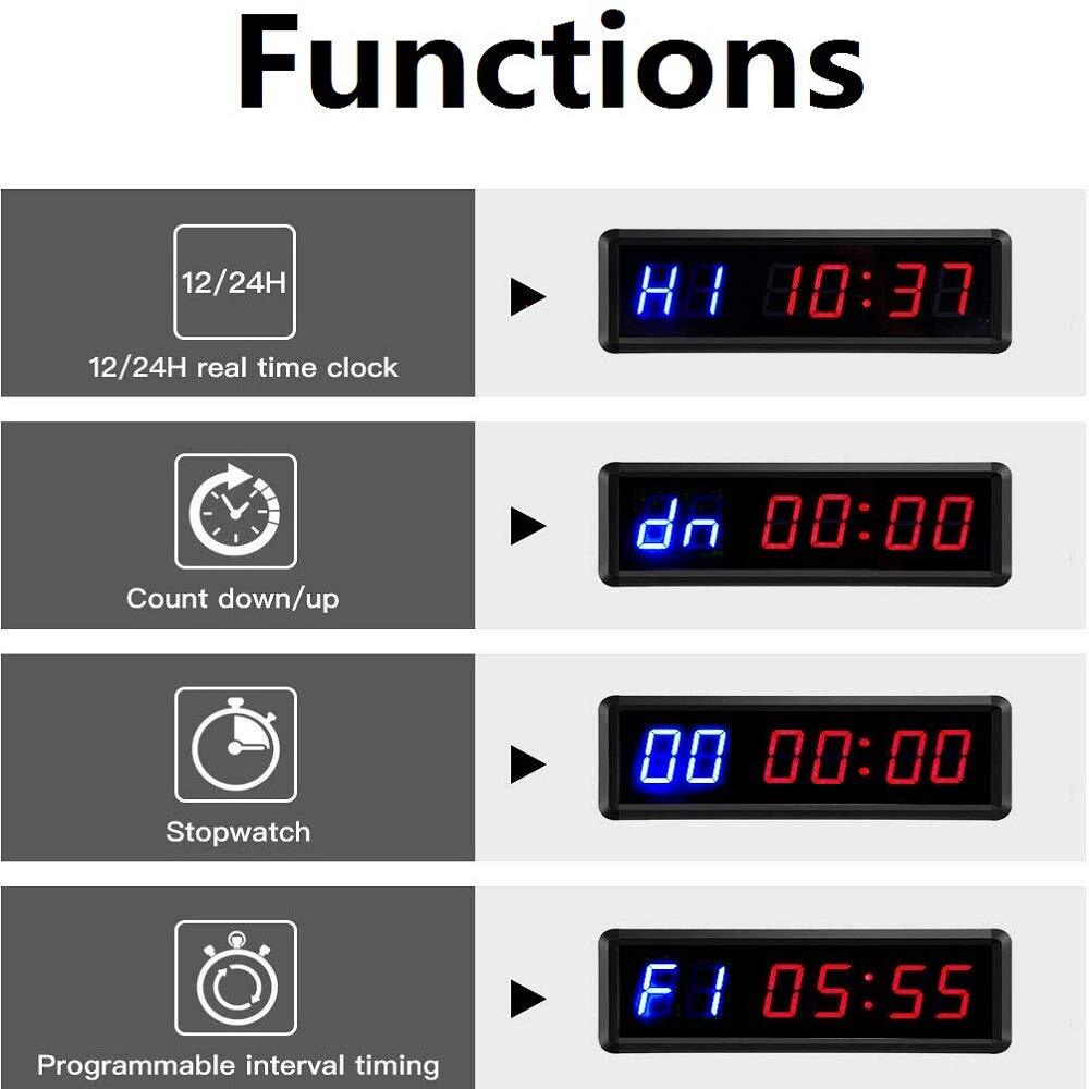 LED Interval Timer Count Down/Up Clock Stopwatch with Remote for Home Gym Fit...