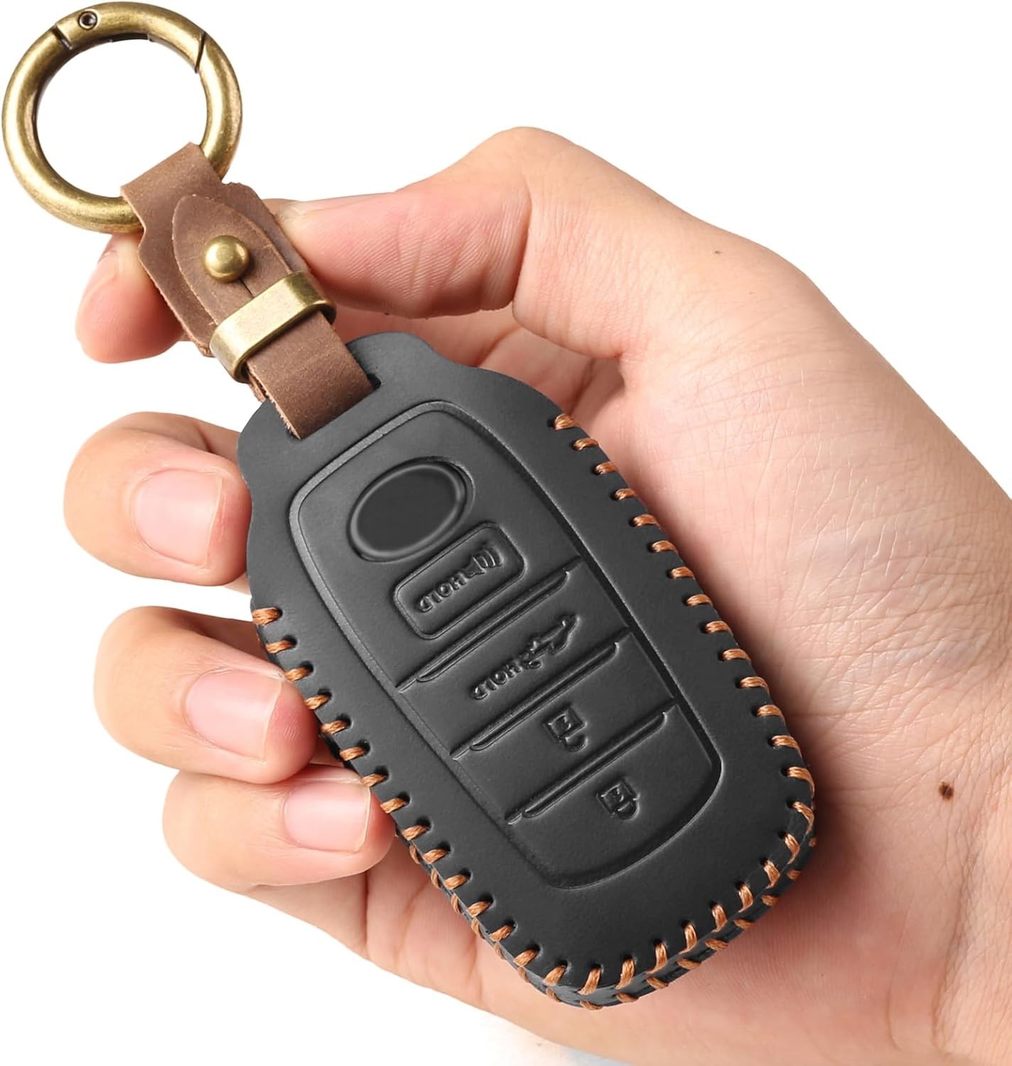 EASYANT Genuine Leather Car Key Fob Cover for Toyota Tundra Sienna Sequoia 2021-