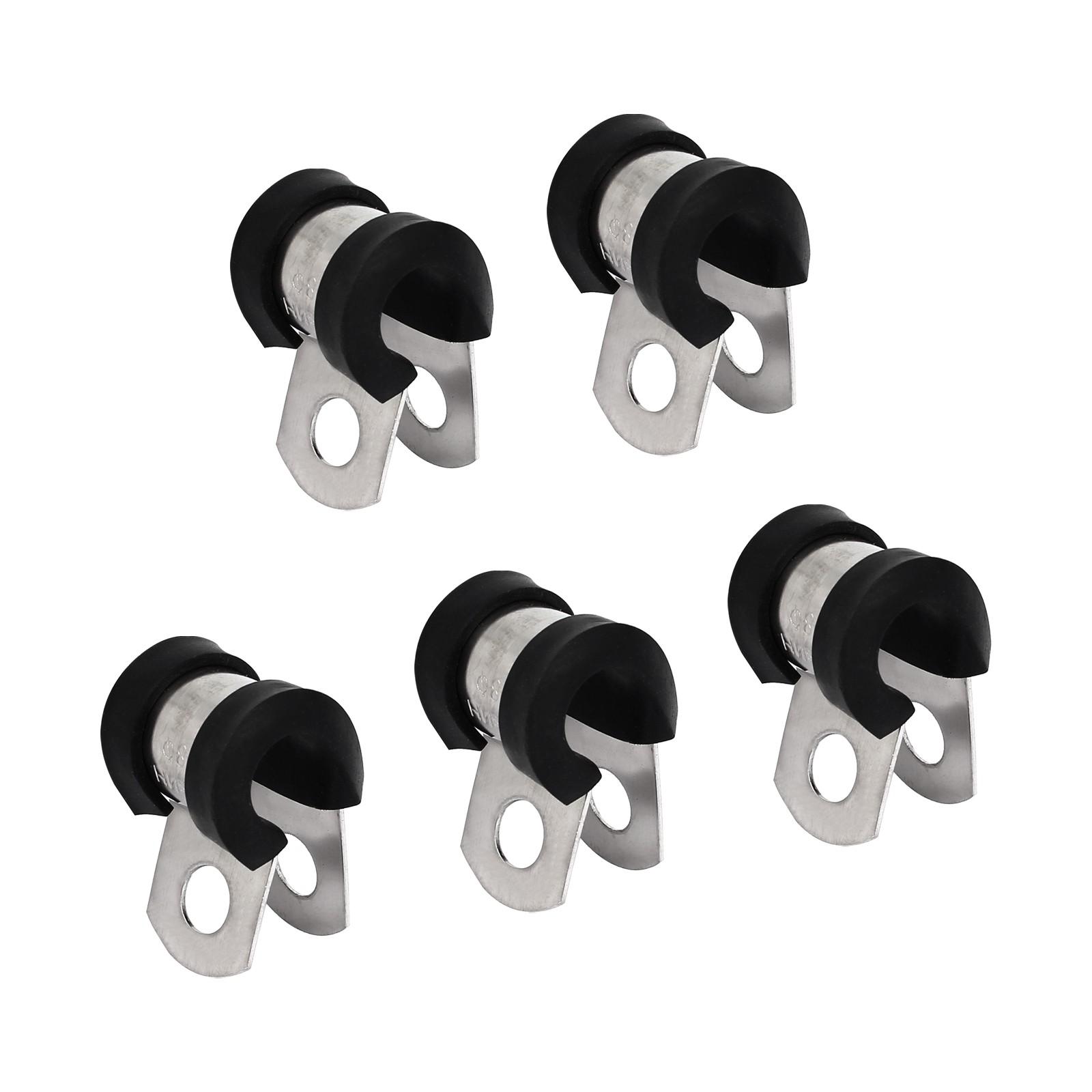 5Pcs 0.31" Rubber Cable Clamps 304 Stainless Steel U Shaped Pipe Fitting Clamps