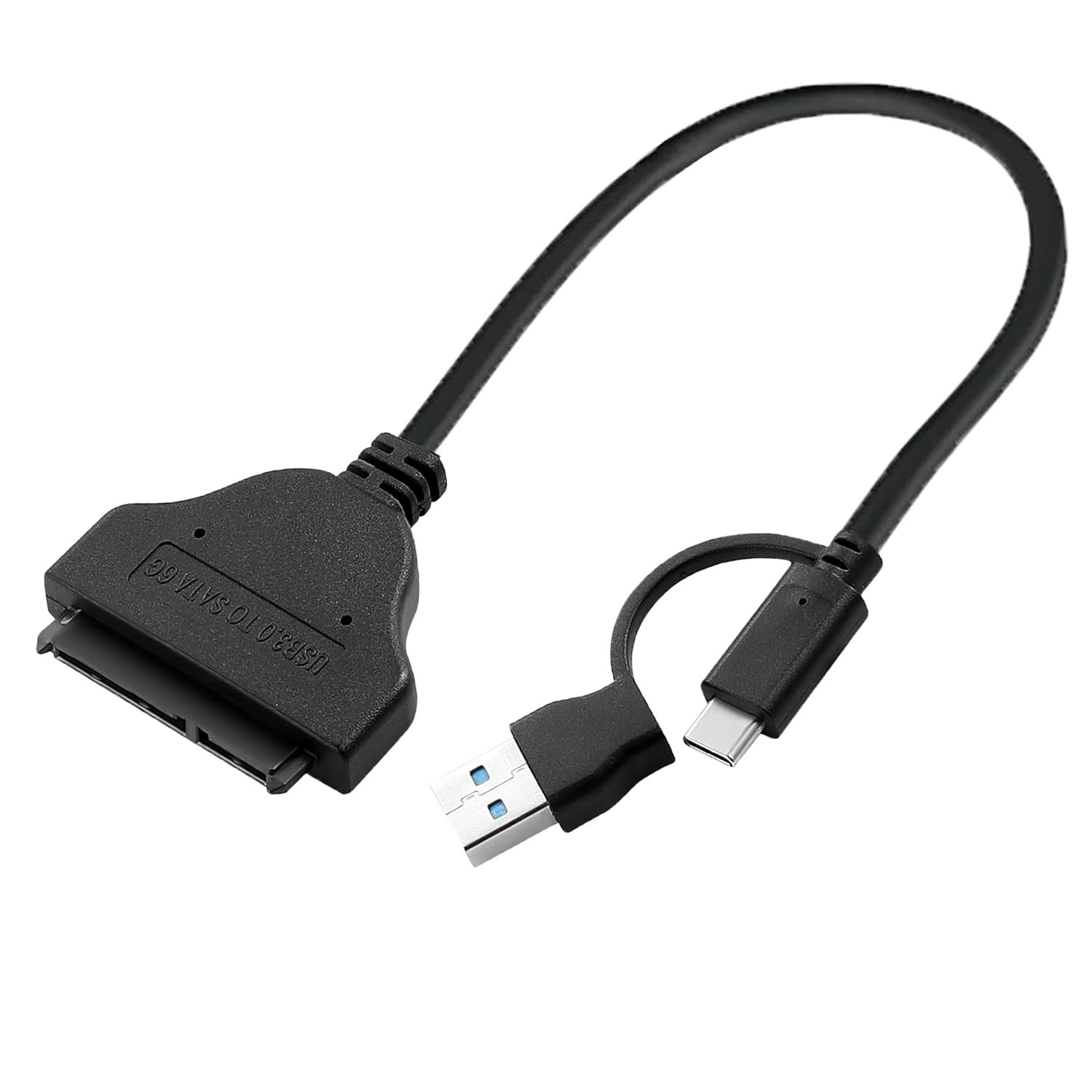 2-in-1 SATA to USB Cable USB-C/A 3.0 to 2.5" HDD SSD Adapter 23cm
