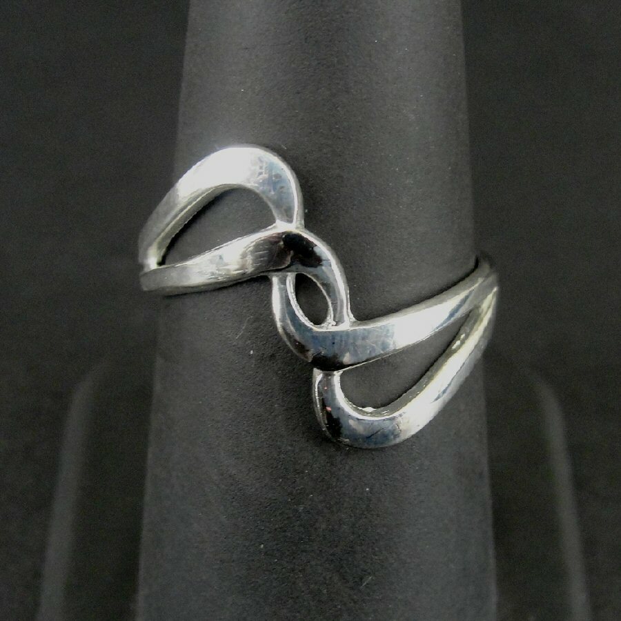 Ring Silver Abstract Swirl Top Design Sterling 925 Band Size 7 Ring