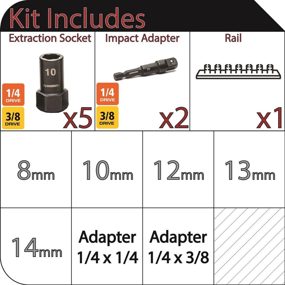 Husky Metric Dual Direction Extraction Socket Set (7-Piece)
