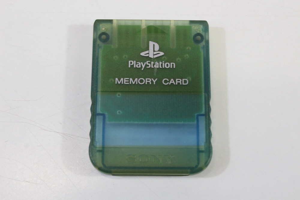Official SONY PS1 PlayStation 1 OEM Memory Card Clear Blue Discolored WORKING #1