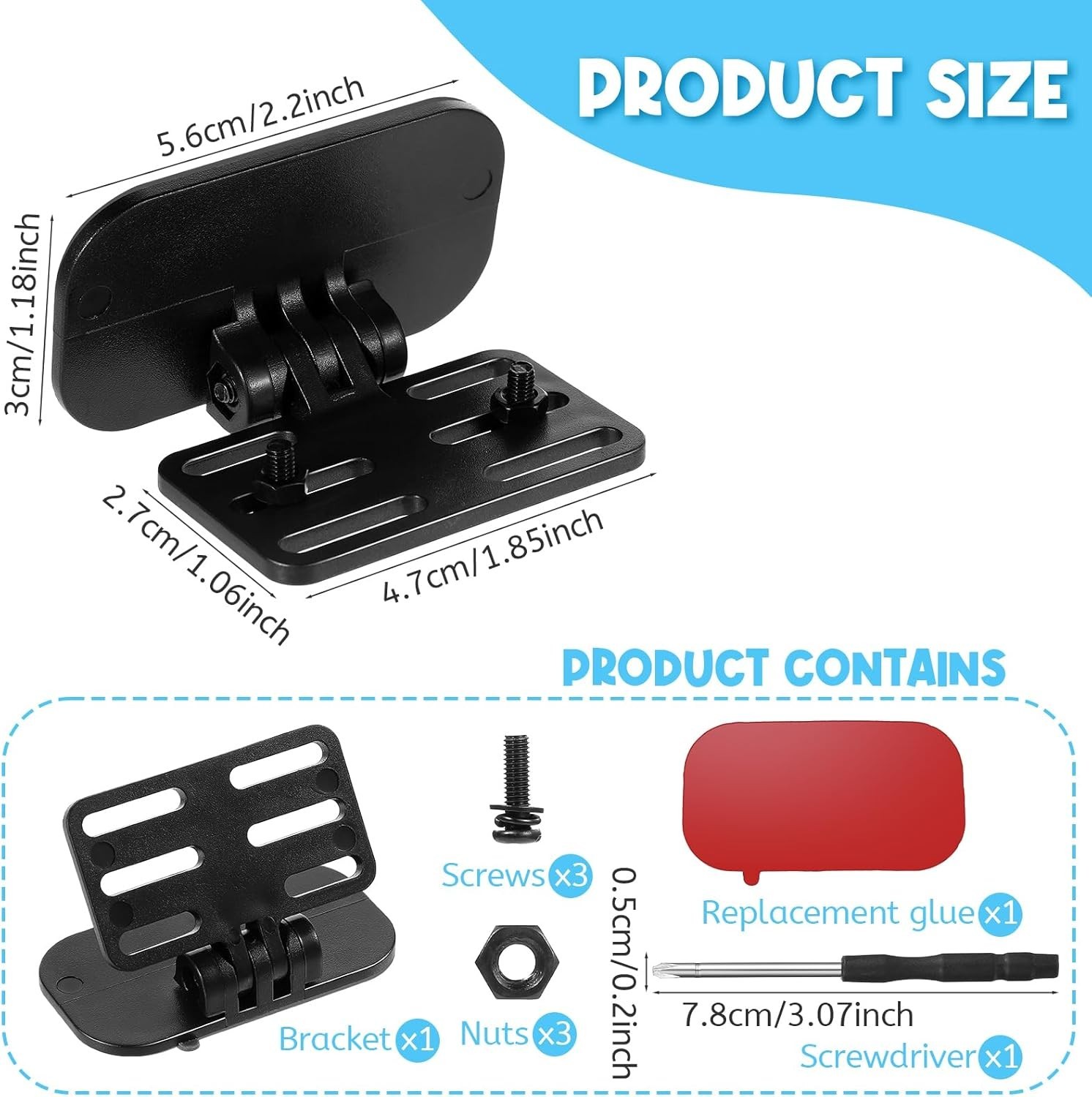 Lightweight Adjustable Dash Cam Mount - Secure Rear Camera Holder for Vehicles