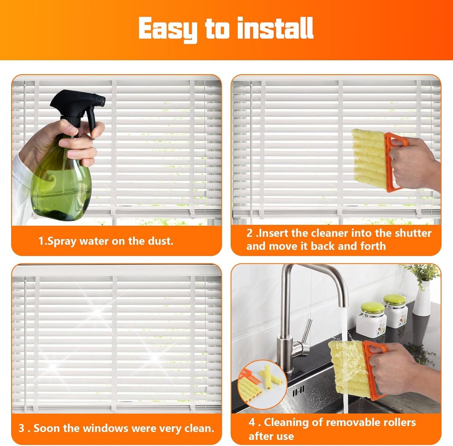 4Pcs Ergonomic 7 Finger Window Blind Cleaner Duster Tool - Effortless Dusting