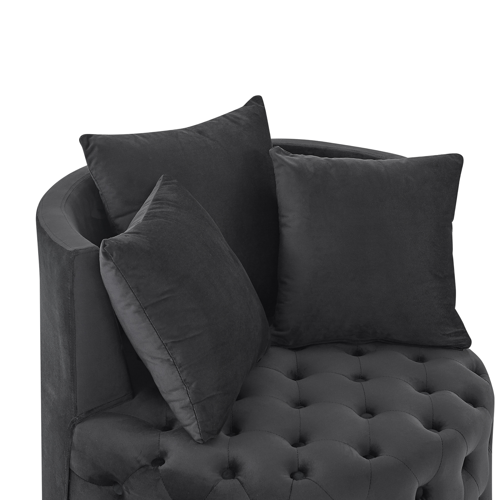 Velvet Upholstered Accent Chair Sofa Lounge Club Round Chair Living Room Black
