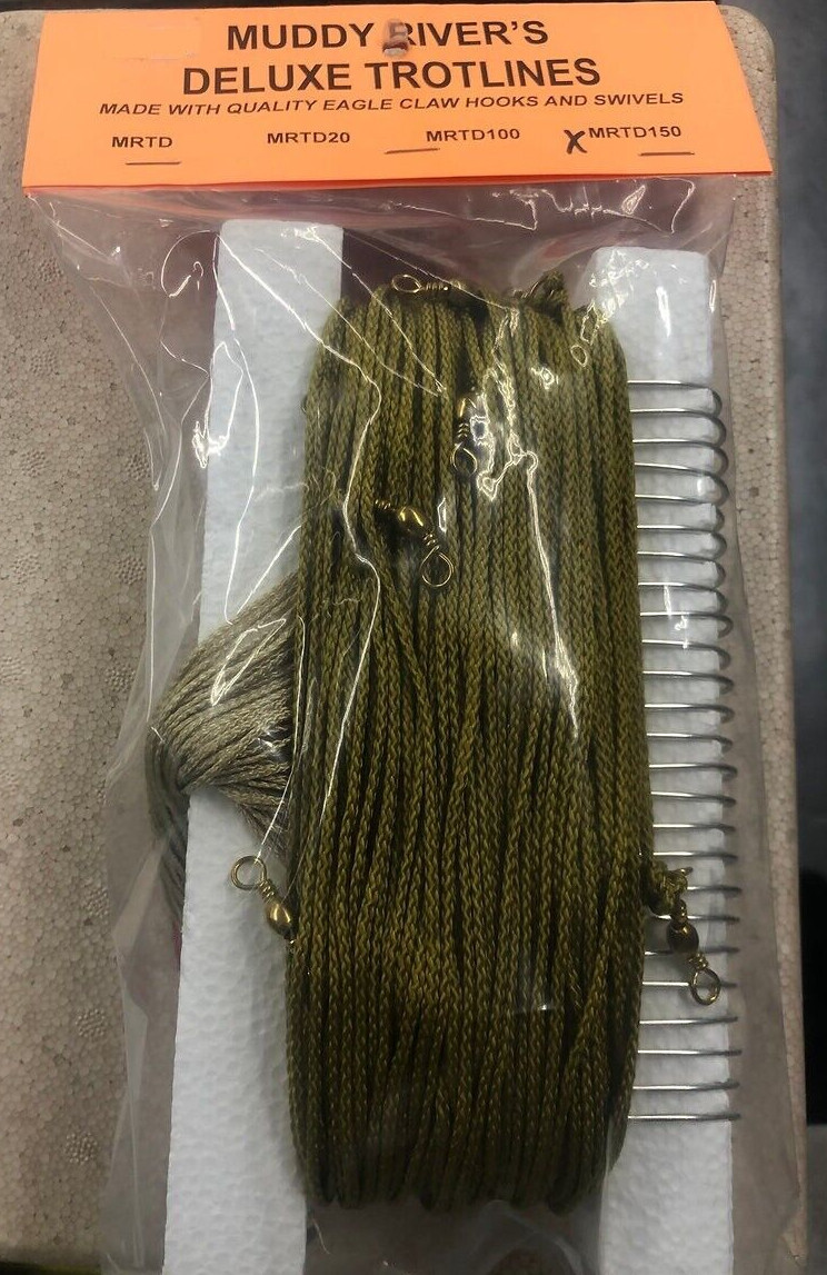Muddy River's Trotline 150' Catfish Tackle w/25 5/0 Hooks & 1 ft Braided Drops