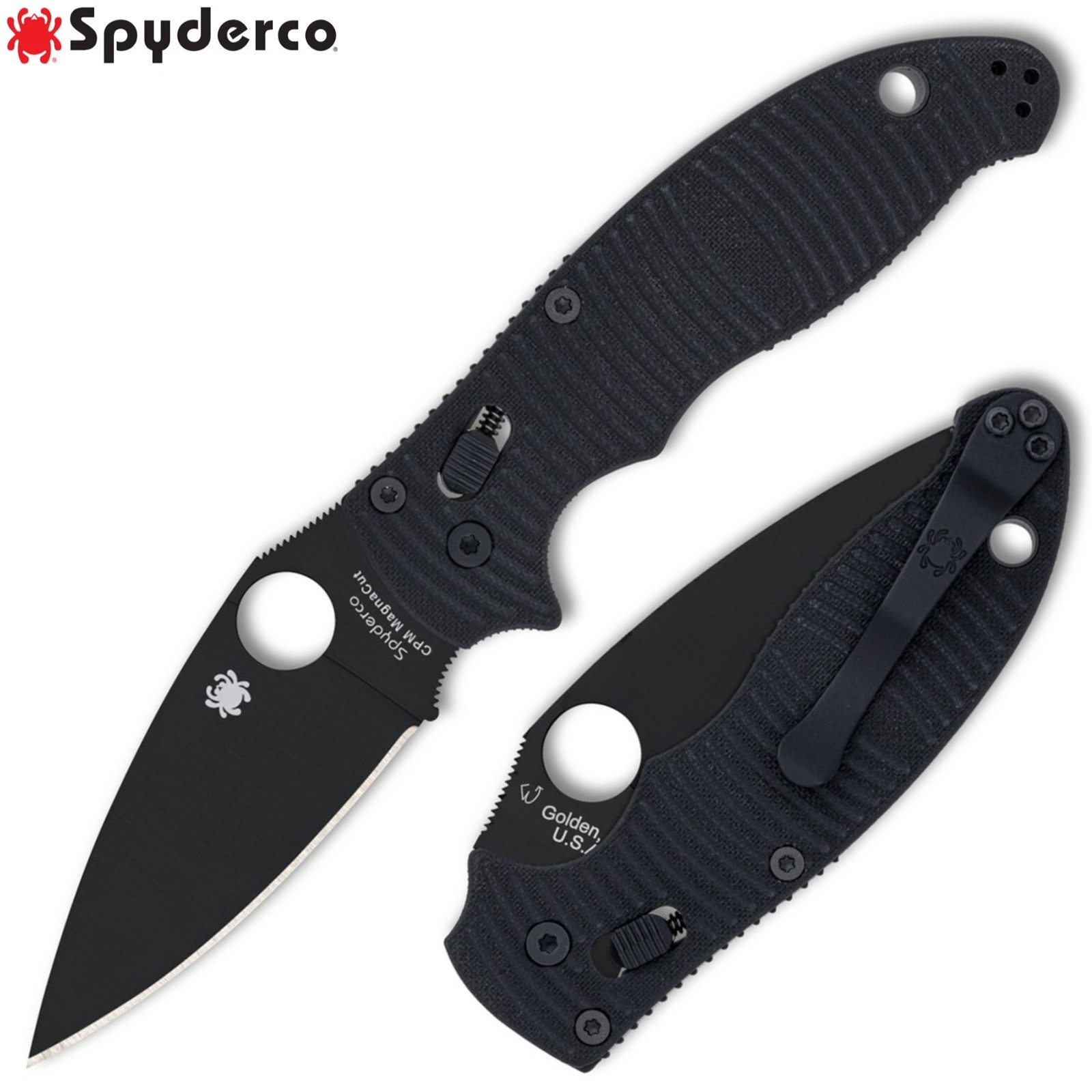 Spyderco Manix 2 Salt CPM-MagnaCut Black DLC Plain Blade Black G10 C101GMCBKP2