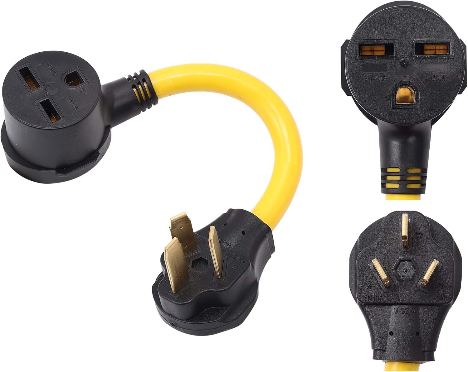 NEMA 10-50P to 6-30R 240V 30 Amp 3 Prong Male Plug to 3 Prong Female Receptac...