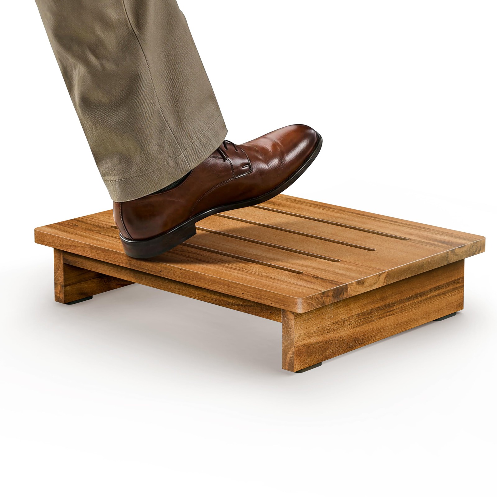 3.5" Acacia Wood One Step Stool 15.75L X 12.5W X 3.5H - No Assembly Required