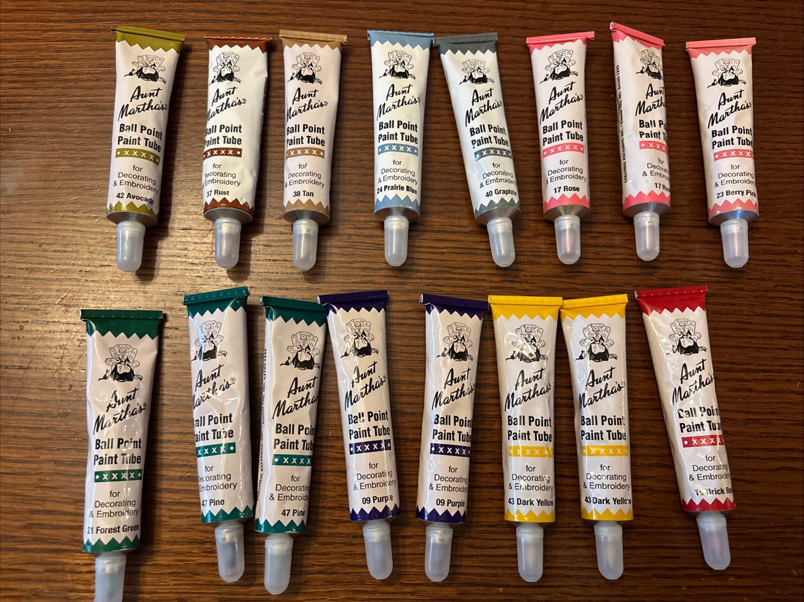 Lot Of 16  Aunt Martha’s Fabric Paint Embroidery Paint tubes 30ml NEW