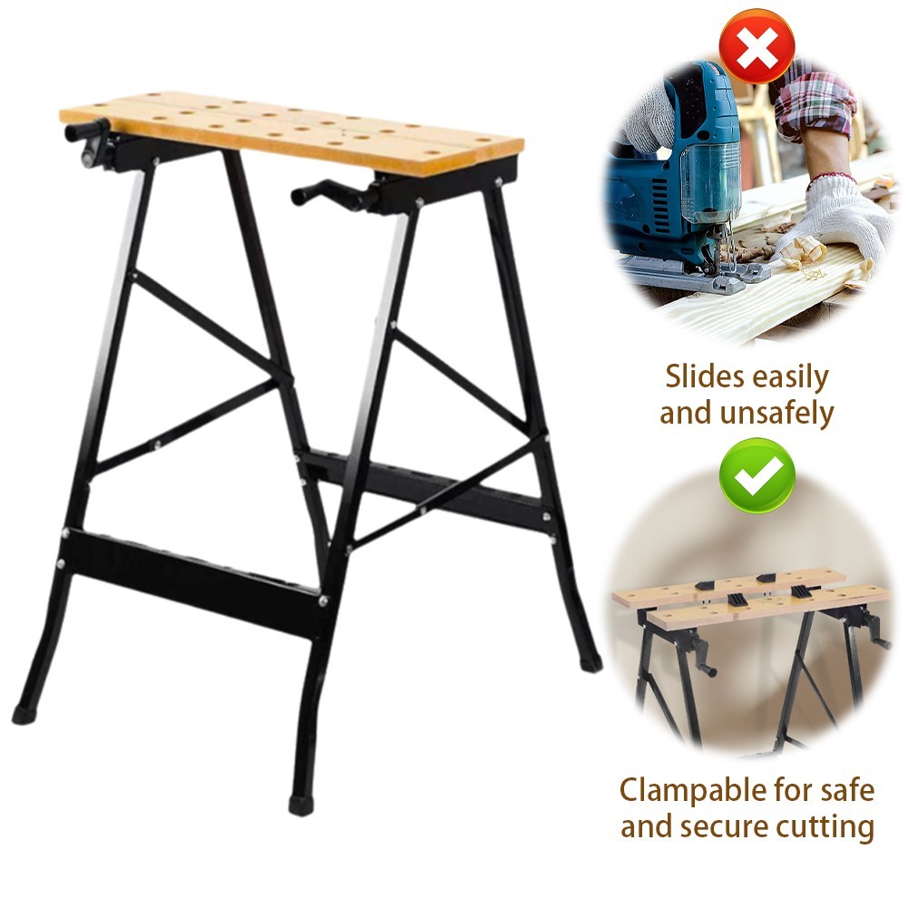 Foldable Wooden Workbench Bench Work Portable Clamping Folding Worktop Table DIY